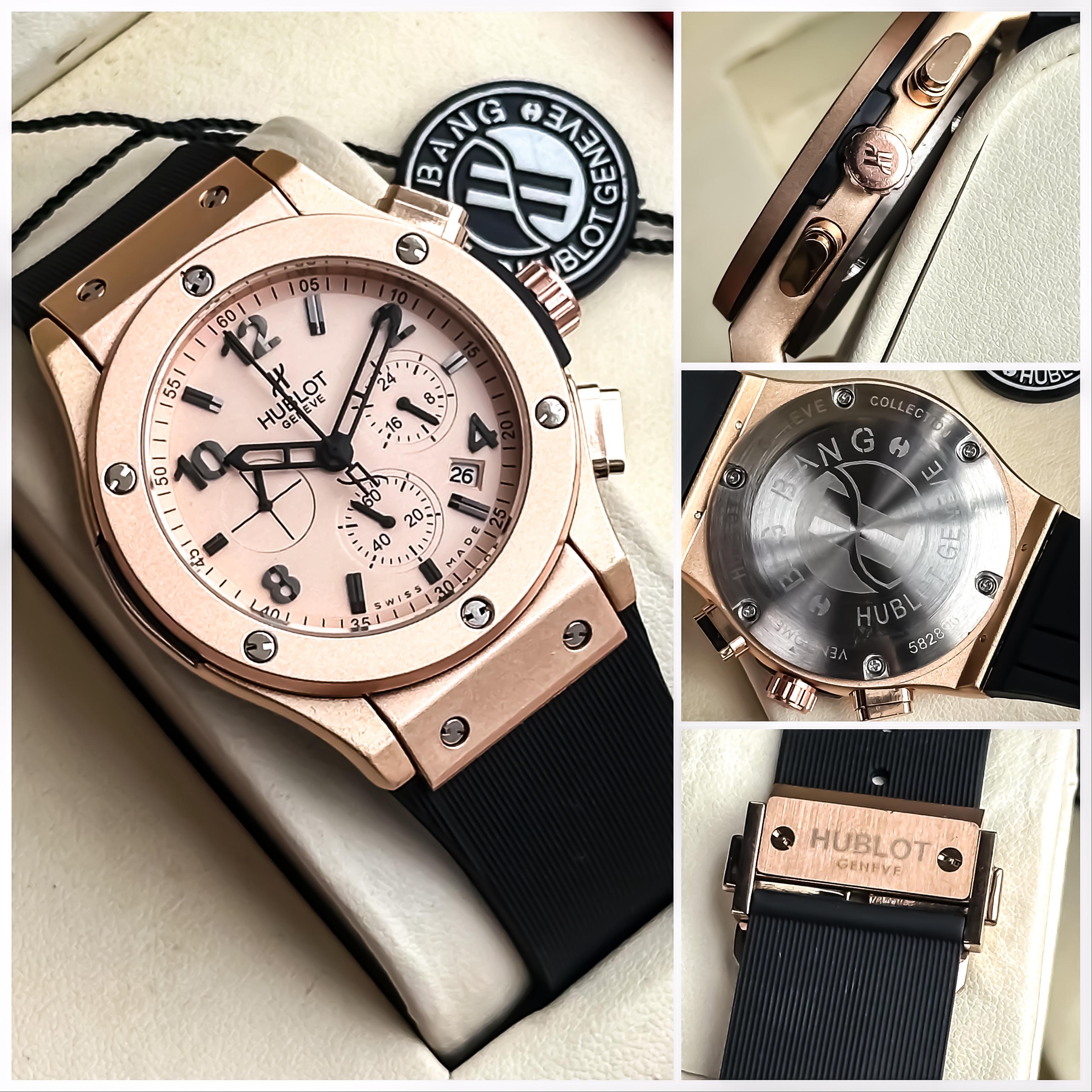 HUBLOT Big Bang in Rosegold with black fibre strap luxury wrist watch