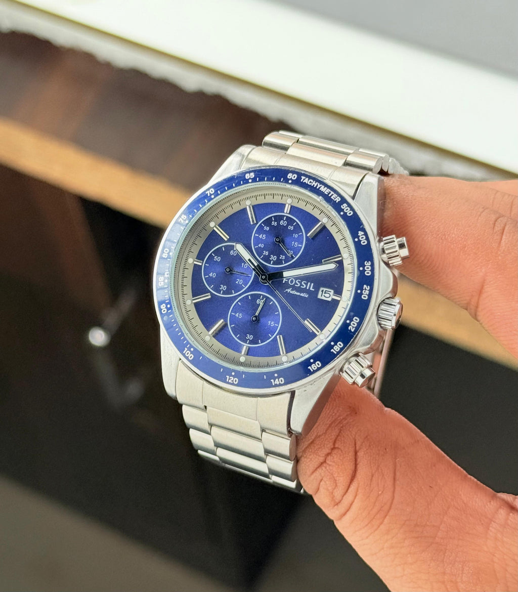 Fossil Autocross Silver Quartz Stainless Steel Watch BQ2869