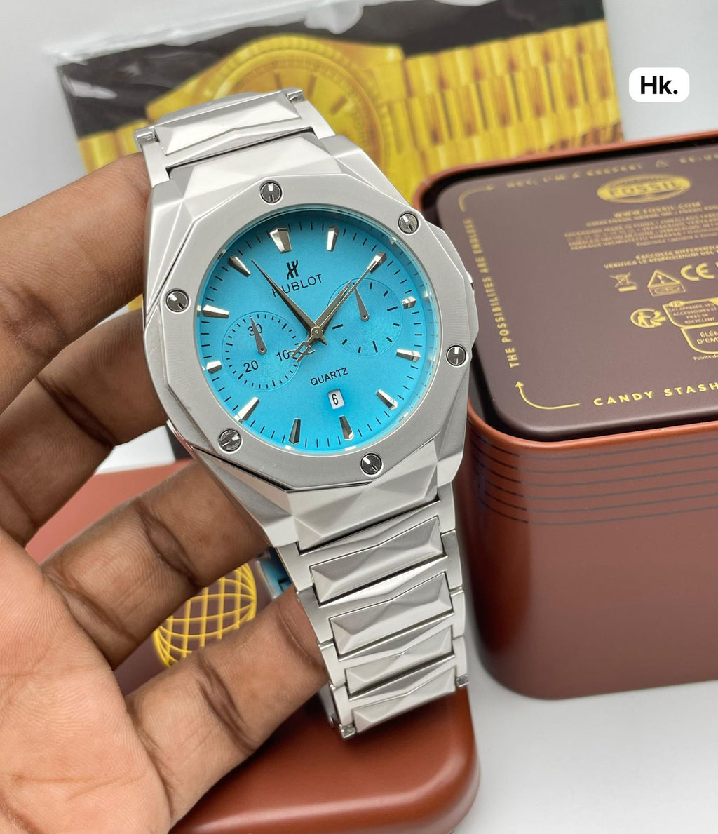 HUBLOT Redefine the time ( Light Grey Chain+ Sky Blue Dial)